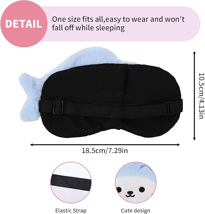 PERFECTSIGHT Sleep Eye Masks, Cute Sleep Eye Cover Lightweight Adjustable Eyeshade Mask Cover for Women Men Sleep Travel Nap, Blue Fish
