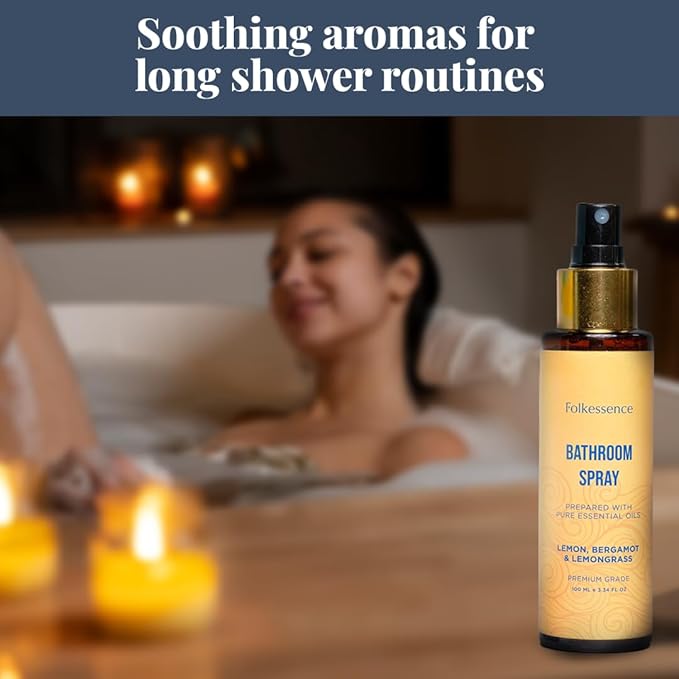 Folkulture Citrus & Bergamot Bathroom Spray - 3.34 fl oz | Odor Eliminator Bathroom Scents For Travel & Home, Guest Room Essentials | Before You Go Toilet, Poop & Shower Spray for Fresh Scents