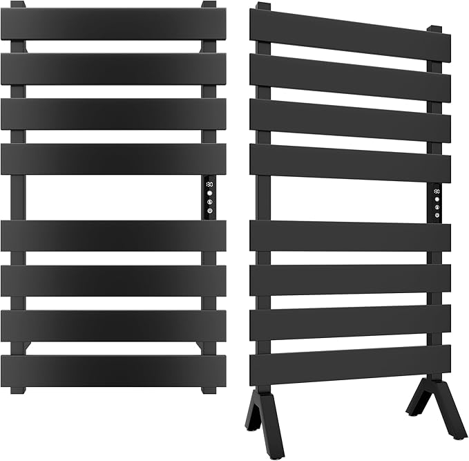 Poloma Freestanding Heated Towel Racks for Bathroom, Towel Warmer Rack, Towel Dryer, Matt Black.