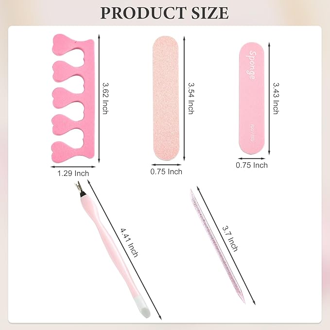 SUTOKAKA 5 Sets Manicure Prep Kit for Travel Home, Portable Basics 5 in 1 Nail Salon Pedicure Tools, Sponge Toe Finger Separators, Cuticle Trimmer Pusher, Nail File & Plastic Stick