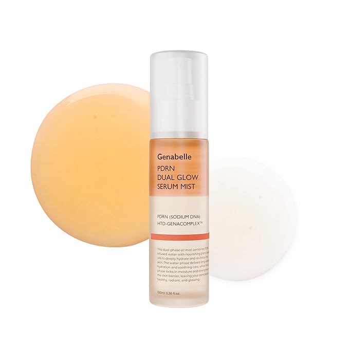 Genabelle PDRN Dual Glow Serum Mist – Hydrating Face Mist with Niacinamide, Collagen, Hyaluronic Acid Blend & Peptides – Lightweight Korean Skincare Spray, Glass Skin, Korean Skincare - 3.4 fl.oz