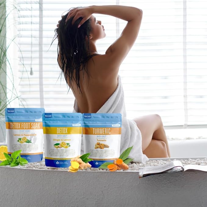 Detox Bath Bundle (3 Pack) Detoxifying Soaks with Detox Foot Soak and Turmeric Bath Soak Made with Epsom Salt and Pure Essential Oils Plus Vitamin C Three 2 Lbs Pouches