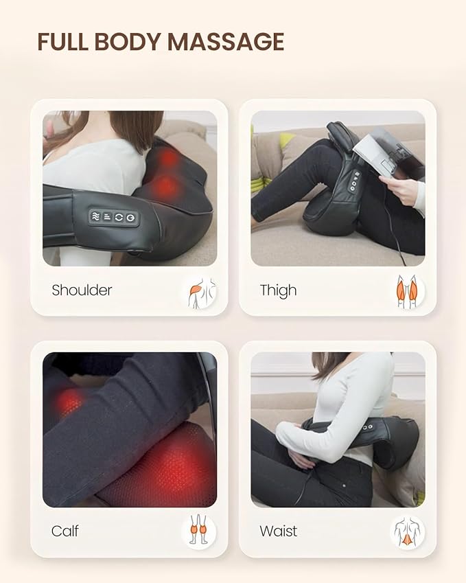 DAILYLIFE Neck Massager with Heat, Electric Back Massager for Pain Relief Deep Tissue, Massager for Neck Pain, Shoulder, Waist, Leg and Foot, Relaxation Gifts for Wife, Husband, Dad, Mom