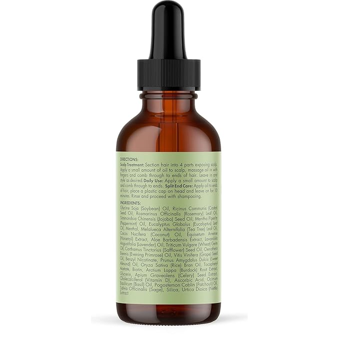 Mielle Organics Rosemary & Mint Hair Oil - Strengthening Biotin Oil Infused Frizzy & Damaged Hair Care - Split Ends & Dry Scalp Treatment to Support Longer, Healthier Strands, 2 Ounce