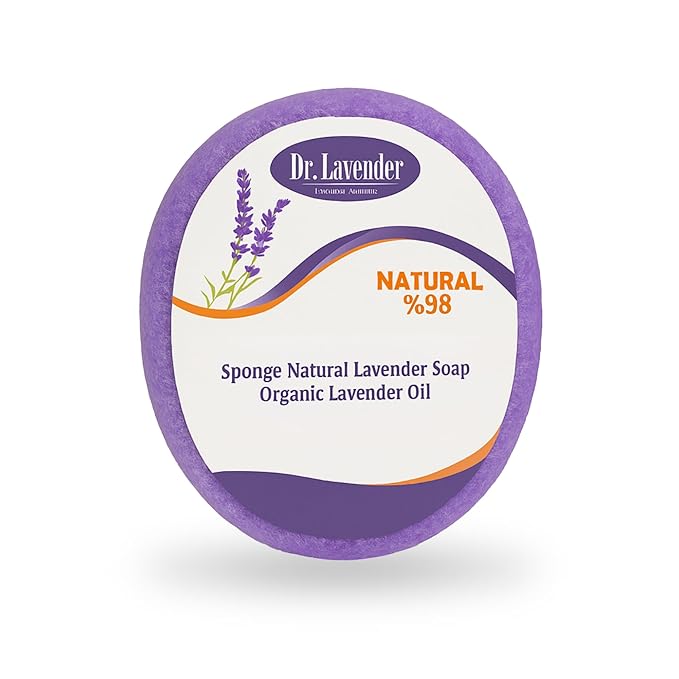Soap Infused Sponge Scrubber – Farm Fresh Lavender Essential Oil – 2-in-1 Exfoliating Body Wash & Massage Bar for Cellulite, Dead Skin, Blackheads - (Lavender Spa)