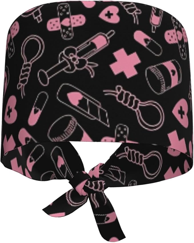 Working Cap Scrub Caps with Sweatband Adjustable Tie Back Hat Nurse Surgical Caps Unisex