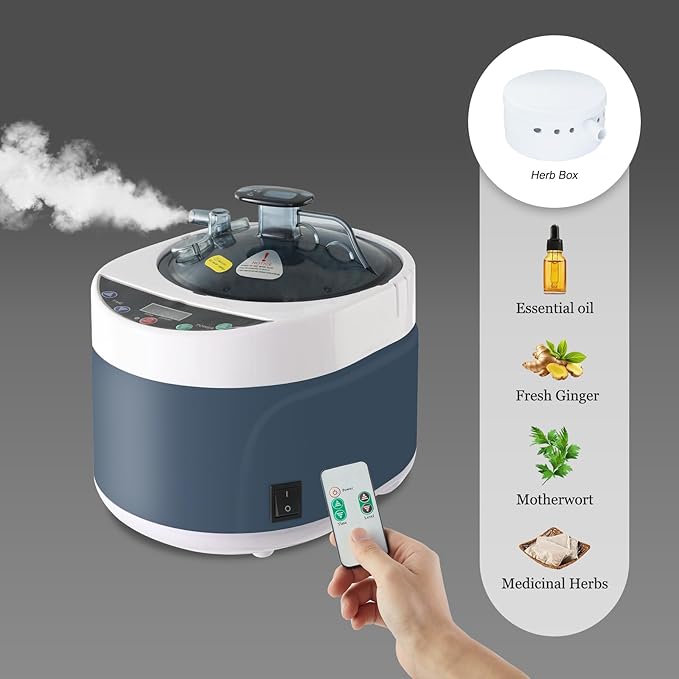 Sauna Steamer, Portable Steam Generator with Remote Control, 4 Liters Stainless Steel Sauna Steamer Pot, Sauna Steam Machine with Timer Display, 1500W Home SPA Fumigation Sauna Steam Machine