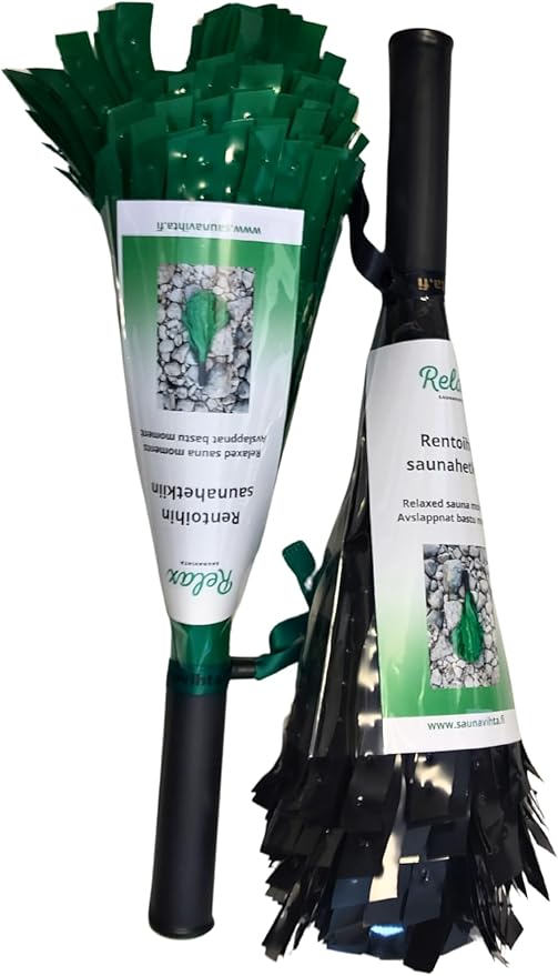 2-Pack of Relax Saunavihta, Handmade Finnish Sauna Whisk, Nordic Sauna Accessories Banya Venik for Massage (2, Green and Glack)