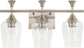 Bathroom Light Fixtures (3-Light, 19 Inch), Brushed Nickel Vanity Lights for Bathroom with Clear Wine Glass Glass Shade, Modern Vanity Wall Lights for Mirror Bedroom Living Room Kitchen Hallway Porch