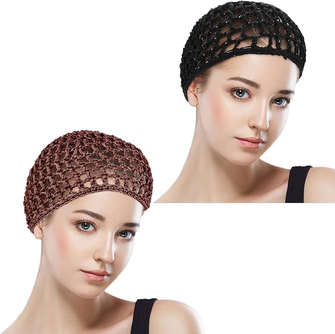 WLLHYF Wig Cap Thick Long Hair Caps Adjustable Net Mesh Braided Weaving Making Crochet Sew Weave Fishnet Grip Headband