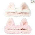 PERFECTSIGHT Kawaii Headband for Spa, Makeup, Washing Face, Party - 2 Pack Cute Hair Band for Shower Beauty Skincare, Soft Facial Headbands for Girls and Women, Cat Ear