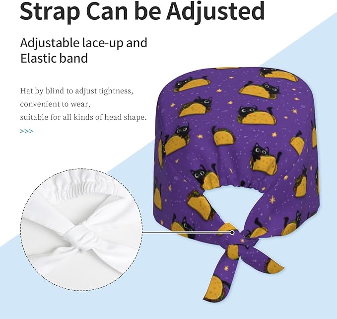 Alligator Ice Cream Working Cap, Scrub Cap with Sweatband, Adjustable Tie Back Hat Breathable Headgear for Women/Men