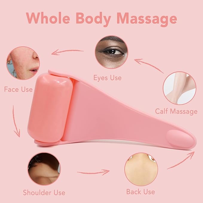 huefull Ice Roller for Face with 2 Rollers and Gua Sha Facial Tools, Face Roller for Self Care, Guasha Tool for Face, Puffiness Relief, Skin Care Gifts for Woman