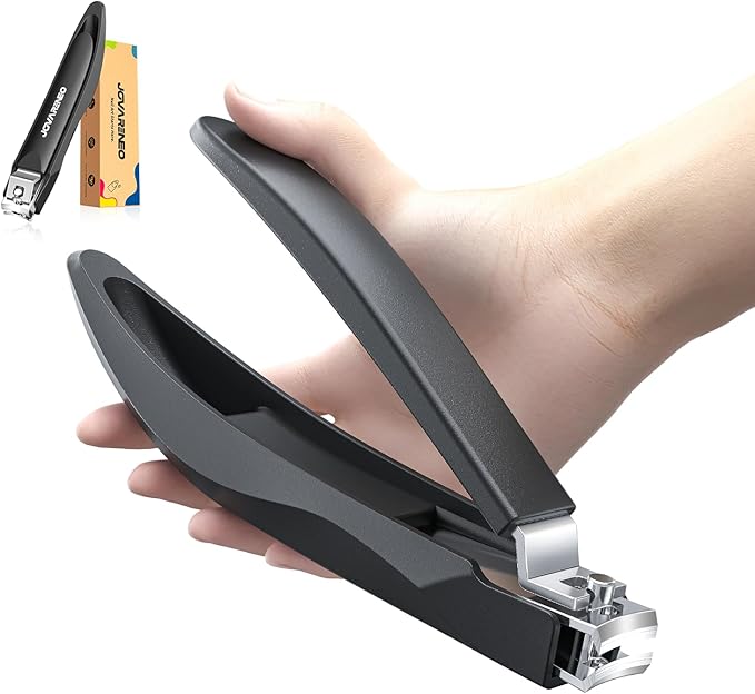 Nail Clippers for Men with Catcher, Anti Splash Self-Collecting Finger Nail Clippers Adult with Ergonomics Long Handle, Heavy Duty Large Toenail Clippers for Thick Nails for Seniors Nail Cutter