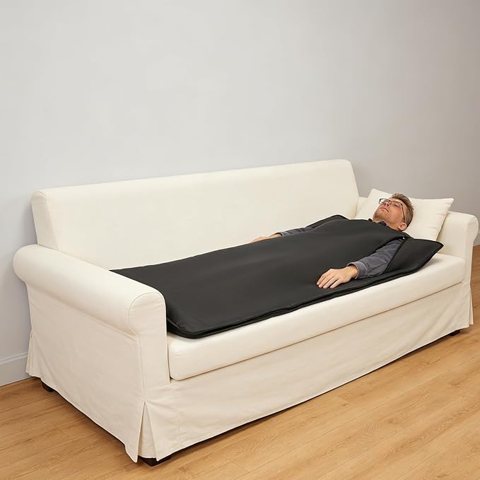 Portable Sauna Blanket with Controller - 71"x31" Far Infrared Sauna Mat for Home Spa | Detox & Relaxation w/Timer | Fits All Body Types, Travel-Friendly Black