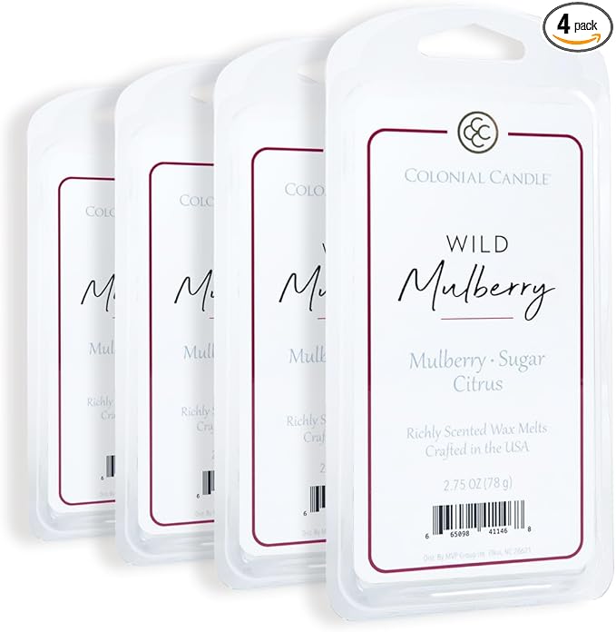Colonial Candle Wild Mulberry Wax Melts, Wax Melt Warmer Cubes, Long Lasting Scented Wax Warmer Cubes, 4 Pack, 6 Cubes Each - Made in The USA
