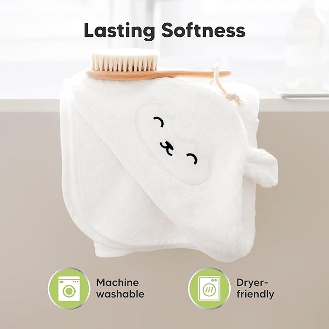 KeaBabies Hooded Baby Towel for Newborn - Viscose Derived from Bamboo Large Baby Bath Towels with Hood for Boys, Girls, Toddler, Extra Absorbent & Soft Newborn Bath Essentials (Bunny, Regular)