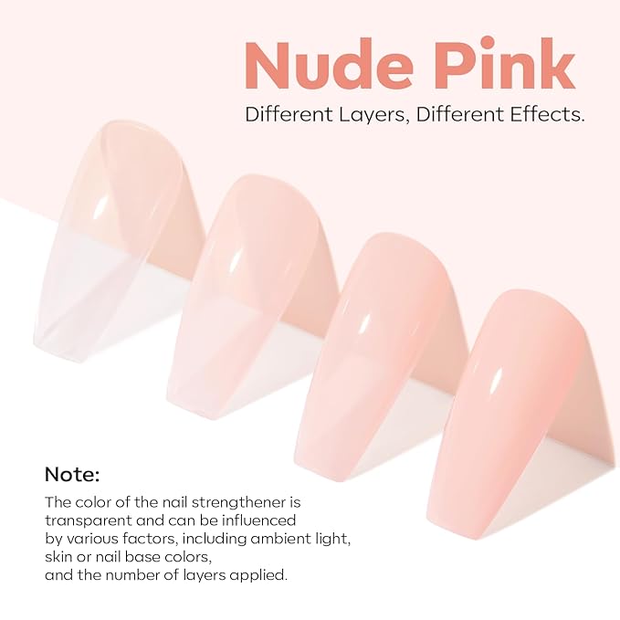 modelones Nail Strengthener and Growth Jelly Nude Pink Nail Polish Nail Hardener Extra Strong and Growth Nails Strengthening Polish 15ml Natural Concealer Foundation Nail Care Gifts for Women