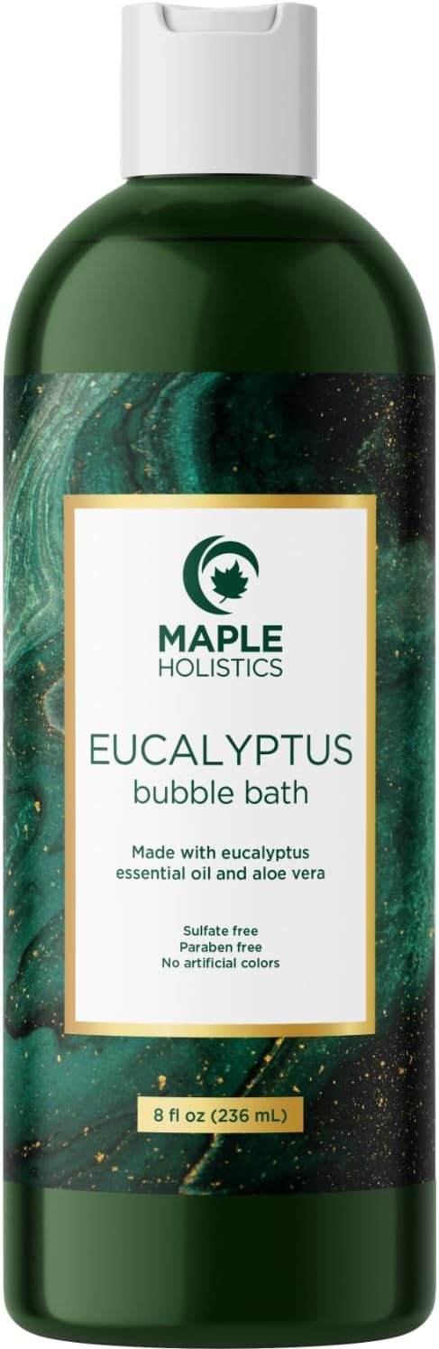 Premium Eucalyptus Bubble Bath Soap - Sulfate Free Adult Bubble Bath for Women and Men with Relaxing Essential Oils with Vitamin E - Foaming Bath Oil for Dry Skin Featuring Aromatherapy Oils