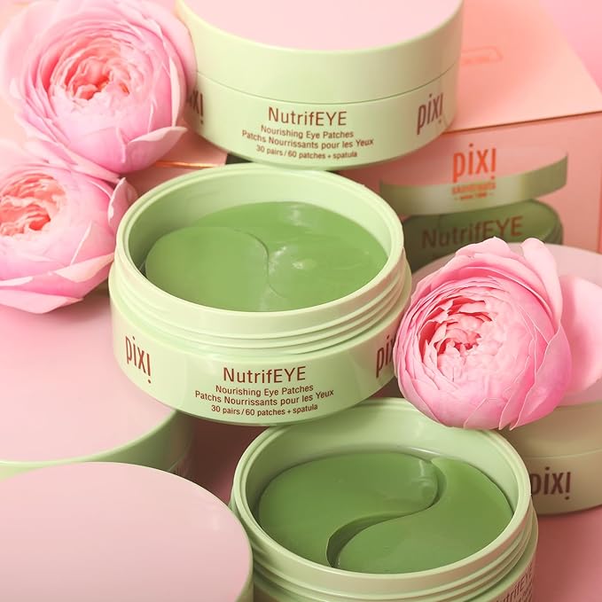 Pixi Beauty NutrifEYE Soothing Rose Under Eye Gel Patches | Eye Masks for Puffy Eyes with Rose, Aloe Vera, and Chamomile to Hydrate, Calm, and Depuff | 30 pairs / 60 patches