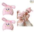 Kids Animal Hair Drying Towels, 2Pcs Pink Rabbit Bath Dry Hair Caps, Extrame Soft & Ultra Absorbent, Fast Drying Hair Turban Wrap Towels Shower Cap for Girls and Women