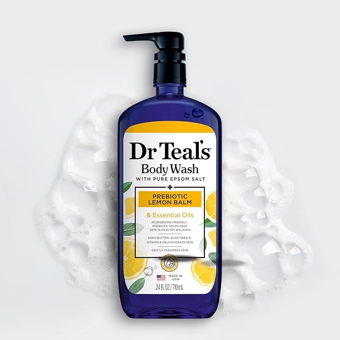 Dr Teal's Body Wash with Prebiotic Lemon Balm, Sage & Thyme Essential Oils, Magnesium, 24 fl oz, 2 Pack
