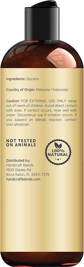 Handcraft Blends Vegetable Glycerin/Glycerine - for DIY Blends 8 Fl Oz - 100% Pure and Natural - Premium Grade Oil for Skin and Hair - Hair and Body - Massage