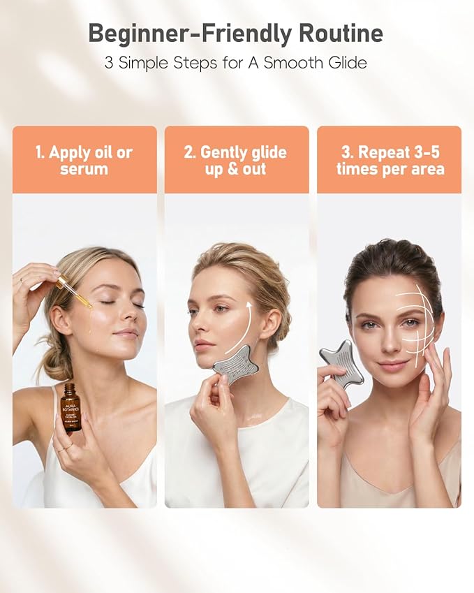 Non-Slip Grip Stainless Steel Gua Sha Facial Tools, 2026 Updated X-shaped Guasha Massage Tool, Cooling Metal Face Massager Scraper for Face Jawline, Cheeks & Chin, Gifts for Women Moms(Silver)