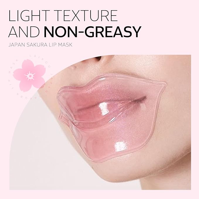 AKARY Sakura 10 Pieces Hydrating Lip Mask, Lip Sleep Mask Collagen Crystal Lip Care Gel Pads For Moisturizing, Minimize Fine Lines, Remove Dead Skin, Chapped Pads Lip Mask (10)