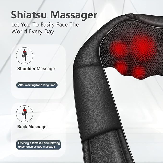 iKristin Neck Massager with Heat, Shiatsu Massager for Neck, Back, Shoulder, Foot and Leg, Deep Tissue 3D Kneading Massage for Relax Muscles at Home and Offie,Back Massagers for Women and Men
