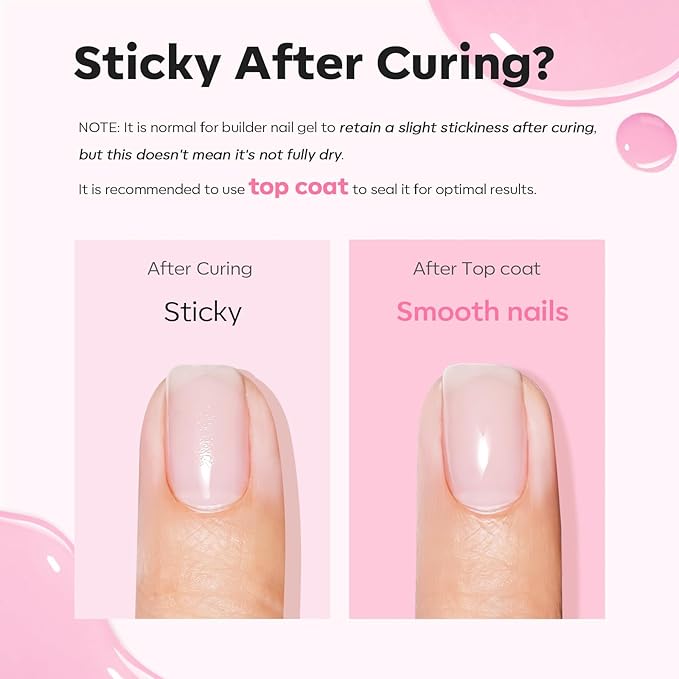 modelones Builder Nail Gel with Gel Base Top Coat, 3Pcs Baby Pink Builder Nail Kit for Apex Building Extension Thickening Strengthener High Gloss Shiny, U/V LED Lamp Cured for Home DIY Salon Girls