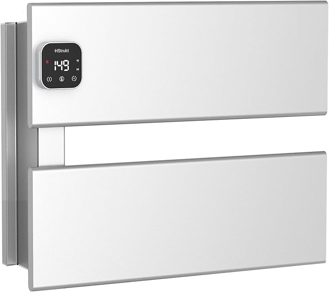 Electric Towel Warmer, Heated Towel Rack with Thermo Control and Timer, Fast Heating Towel Rail for Bathroom with Memroy Function, Work with Smart Plug, Left-Wiring, 2 Panel, Silver