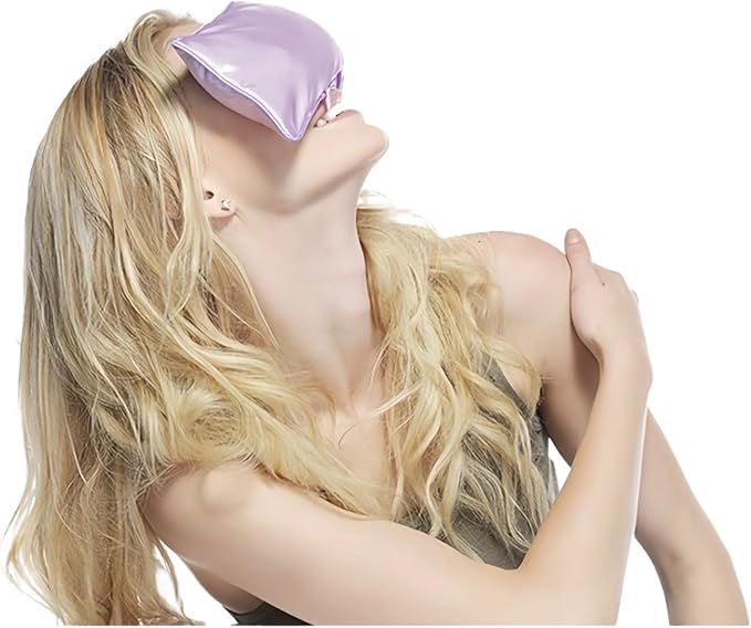 Lavender Eye Pillow, Hot or Cold Weighted Satin Eye Mask, Microwaveable Moist Heat Eye Compress, Washable, Perfect for Sleeping, Yoga, Migraine Relief, Pack of 2 (Lavender)