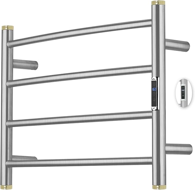 Electric Towel Warmer Rack,Heating Towel Warmer,Timer & Temperature Control,Wall-Mounted Plug-in for Bathroom,Brushed,Stainless Steel,4-Bar(16.54x23.62x5.51in)