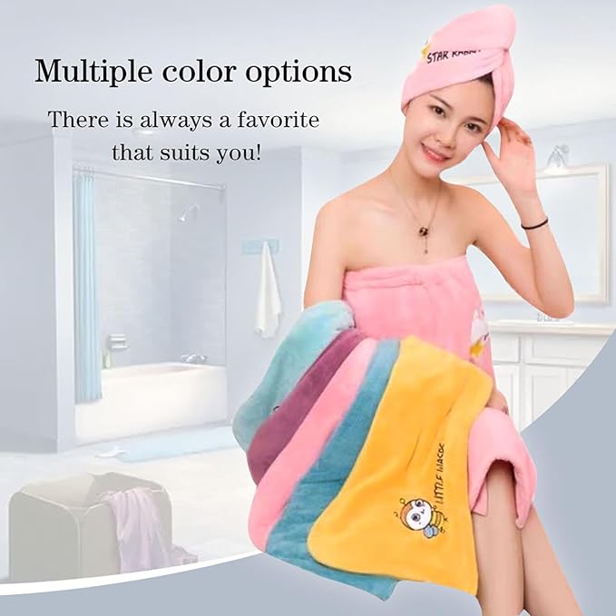 Microfiber Hair Drying Towel Wrap for Women, Hair Turbans Towel for Wet Hair,turbie Twist Hair Towels(The Color of the Picture is for Reference only) (Light Green with Polar Bear)
