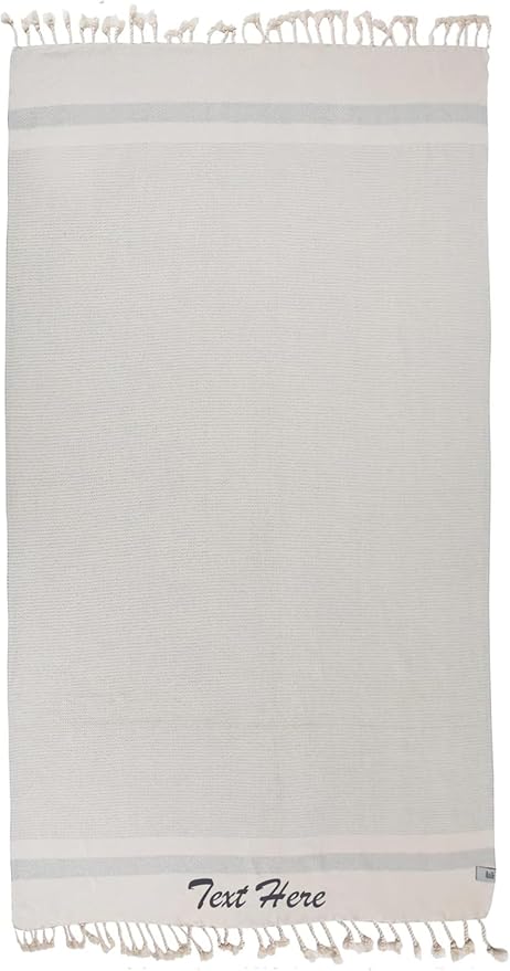 Personalized Embroidered Beach Towel | Throw Blanket, Easy Carry, Sand Free, Highly Absorbent, Quick Dry, Turkish Towels for Travel Camping Bath Sauna Beach Gym Pool Yoga SPA by Lahammam, Ege, Gray