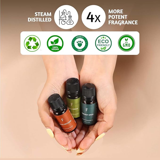 Folkulture Autumn Essential Oils Set | 6 Cozy Fragrance Oils for Diffusers | Pumpkin Spice & Warm Fall Scents | Aromatherapy Oils for Relaxation, Home & Self-Care