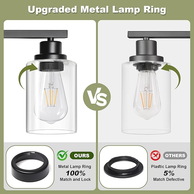 Unicozin Modern Bathroom Light Fixtures, 5 Light Vanity Lights Over Mirror, Black Wall Lamp with Clear Glass for Living Room Cabinet Bedroom Porch