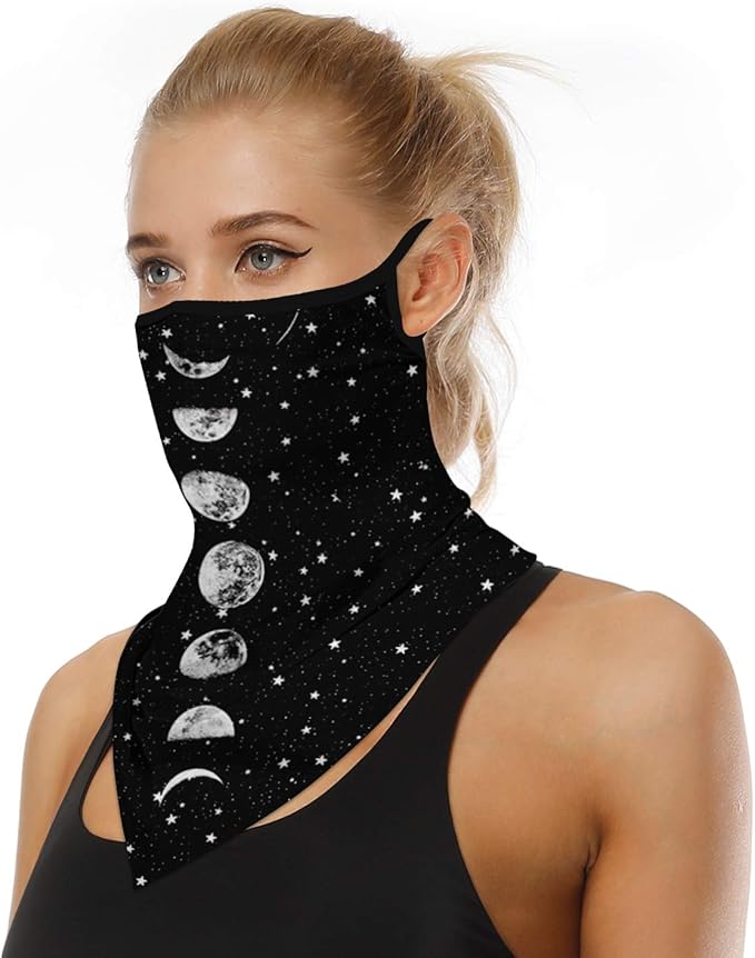 YAYOUREL Neck Gaiter Face Mask Bandanas for Men Women UV Face Scarf Cover Ear Loop Hole Facemask for Fishing Running Cycling