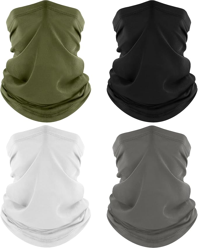 ROXUN 4 Pack Neck Gaiter, Cooling Breathable Face Mask UV Protection Scarf Hiking Bandana for Men/Women