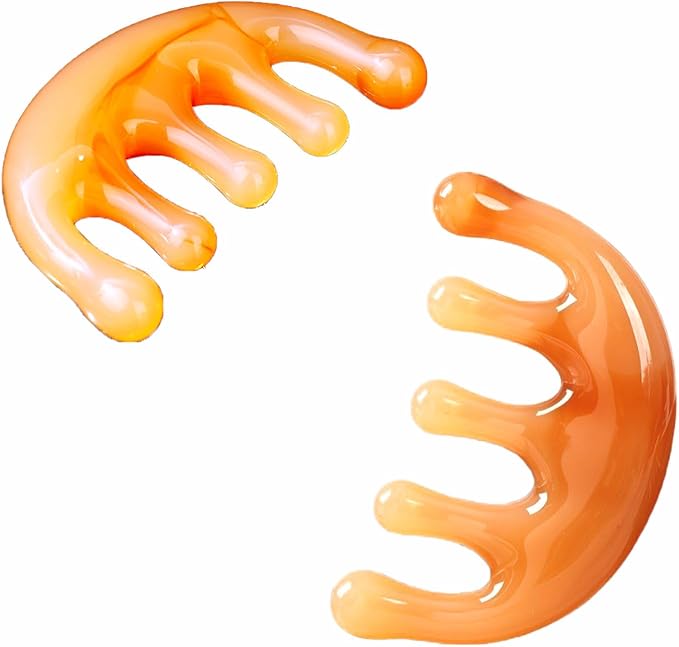 Scalp Massager for Hair Growth Resin Manual Head Scalp Massage Tool Wide Tooth Hair Massage Comb for Stress Relax Portable Handheld Mini Gua Sha Tool Body Face Neck Nose Eyes Legs Acupoint Guasha Comb