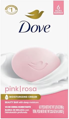 Dove Beauty Bar Soap Pink Rosa, for Soft, Smooth Skin, 6 Bars 3.75 oz by Dove