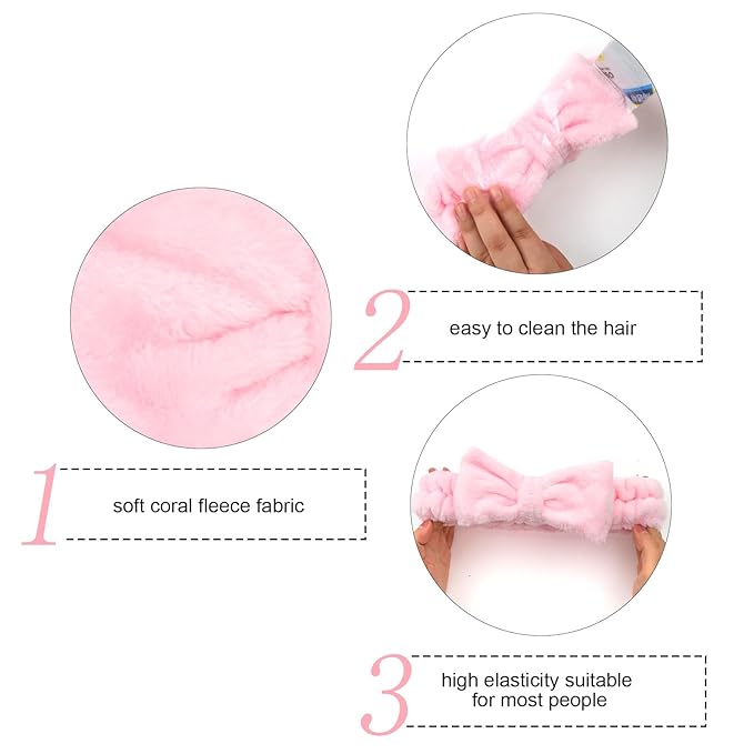 Semato Bachelorette Party Favor Set - Bride & Bridesmaid Spa Headbands(1 bride+6 Pink)