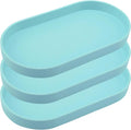 Blue Small Tray (10 inch), 3 Pack Oval Tray for Kitchen Counter, Bathtub Bathroom Vanity Items, Countertop Organizer, Coffee Accessory, Bar, Serving Seasoning, Salt and Pepper, Soap, Perfume.