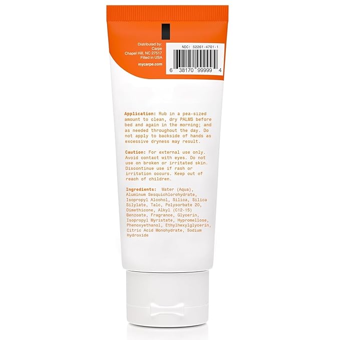Carpe Sweat Absorbing Hand Lotion (Pack of 2) A dermatologist-recommended smooth lotion that helps stop hand sweat, great for hyperhidrosis or excessive sweat (Warm Vanilla)