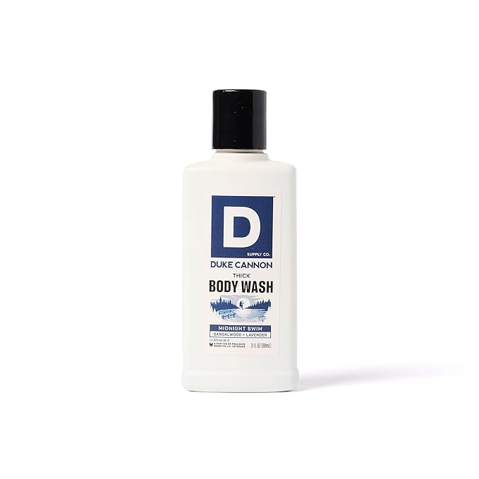 Duke Cannon THICK Body Wash for Men – High-Viscosity Shower Gel, Midnight Swim Scent – Travel & Trial Size, Long-Lasting Clean Feel – 3 oz