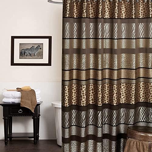 Zahari Home 13pc Safari Stripes Bathroom Shower Curtain Set Animal Print Shower Curtain & 12 Shower Curtain Hooks Luxury Southwest Shower Curtain Unique Design Rustic Shower Curtain Set - Image 2