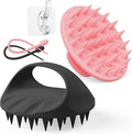 Manmihealth Large Hair Scalp Scrubber, One-piece Silicone Scalp Massager for Wet Dry, Long Bristles Shampoo Brush for Dandruff Removal and Hair Growth with Free Strap&Hook.(Pink+Black)