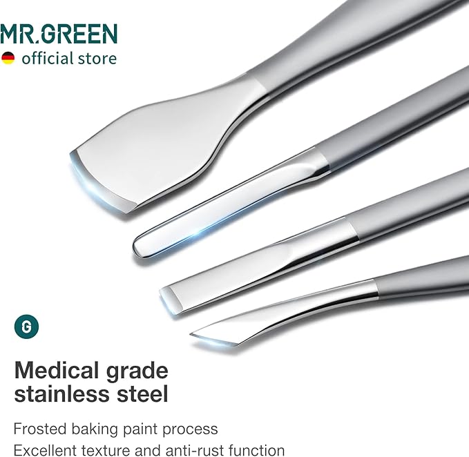 MR.GREEN Pedicure Knife Set Professional Ingrown Toenail Clippers Foot Care Tools Stainless Steel Nail Cuticle Nippers Remover Kits (3 Pcs Set)