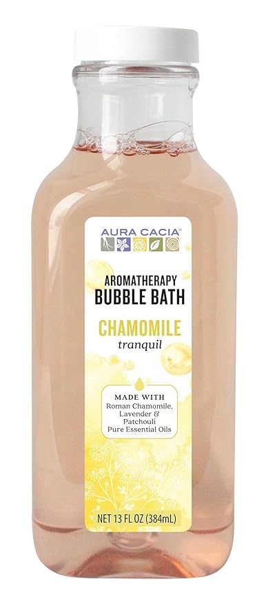 Aura Cacia Chamomile Bubble Bath, Aromatherapy Foaming Bath with Roman Chamomile, Lavender, Geranium | 13 Fl Oz (Pack of 1)